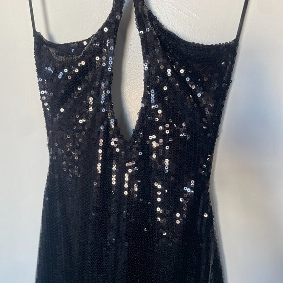 Black Sequin Keyhole Halter Backless Black Tie NWOT - Picture 5 of 10